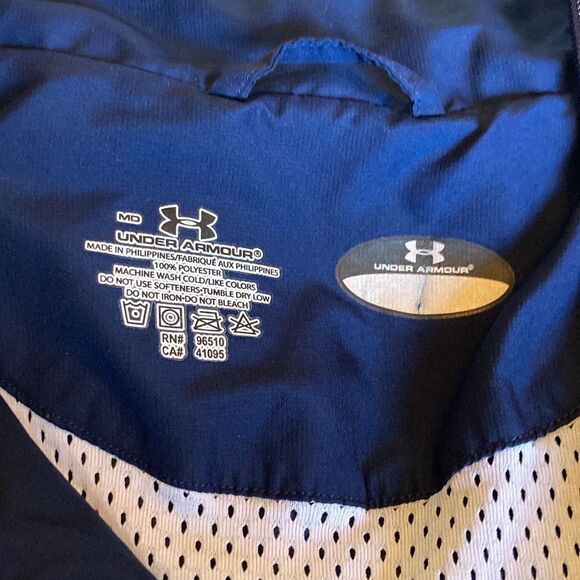 Under Armour - Navy Blue Zip Up Windbreaker Jacket sz M - Picture 8 of 8